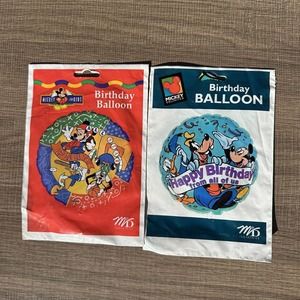 Vintage 90s Disney Mickey Mouse Unlimited Birthday Balloons Goofy Sport Lot of 2